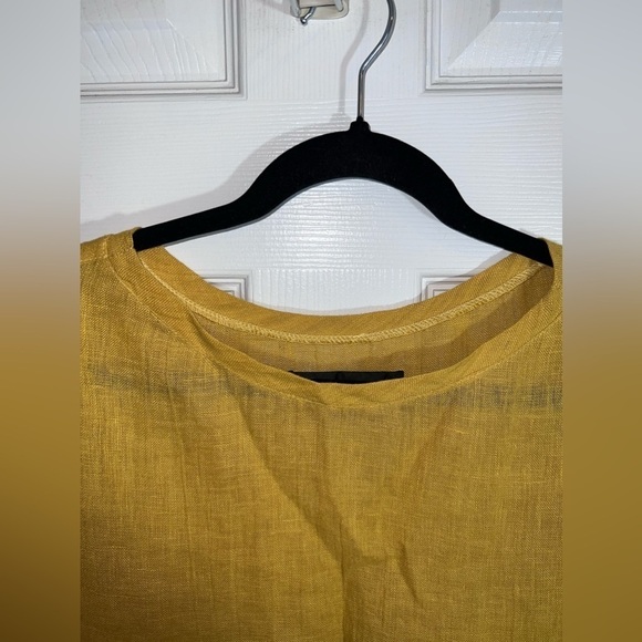 Veronique Miljkovitch Mustard Dolman Sleeve Blouse Top Lagenlook Relaxed Sz S - Picture 5 of 10